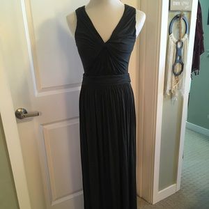 Dark gray twist top maxi dress
